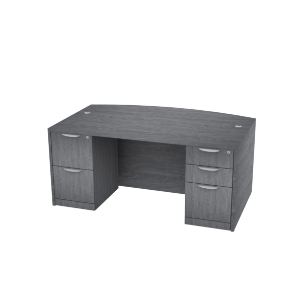 Classic Laminate Bow Front Desk Full Double Pedestal 30" x 66"