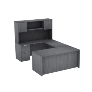 Classic Laminate U Desk w/Hutch Full Pedestal 66" x 96" Footprint
