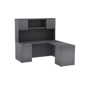 Classic Laminate L Desk w/Hutch Full Pedestals 66" x 72" Footprint