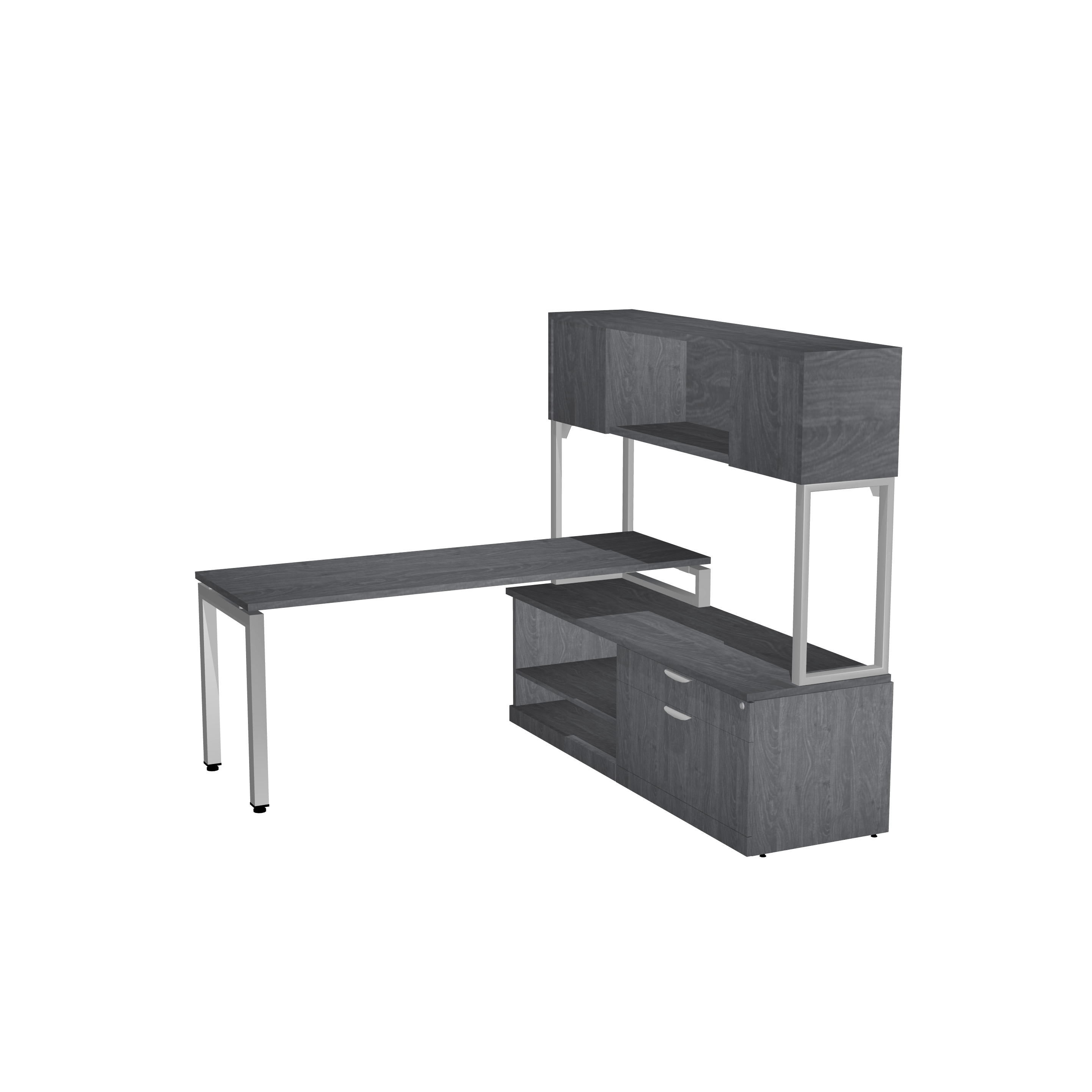 Elements U Leg L Workstation w/ Low Storage and Hutch 72" x 72" Footprint