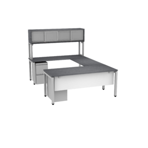 Elements U-Leg U Desk Mobile Double  Pedestals w/ Overhead Storage 72" x 102" Footprint
