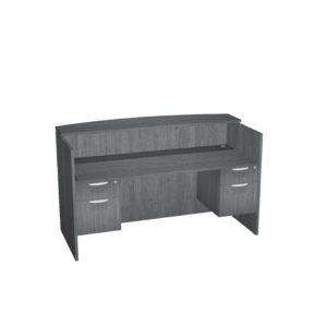Classic Laminate Reception Desk 3/4 Double Pedestals w/ Bow Transaction Top and Riser 30" x 71"